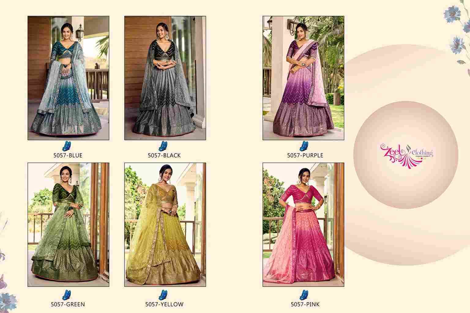 Kimaya By Zeel Clothing 5057-A To 5057-F Series Festive Wear Collection Beautiful Stylish Colorful Fancy Party Wear & Occasional Wear Chinnon Lehengas At Wholesale Price