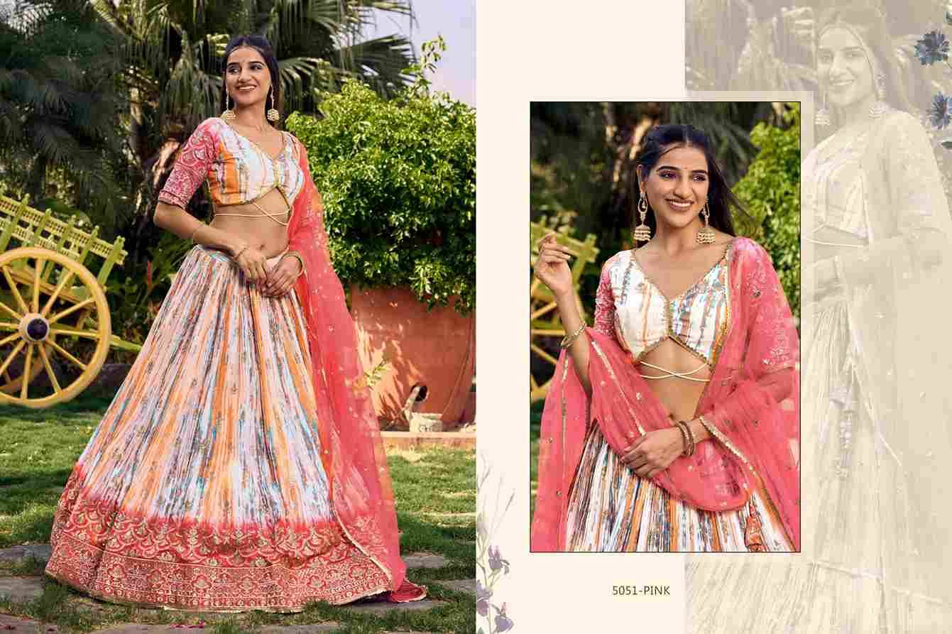 Lavanya By Zeel Clothing 5051-A To 5051-D Series Festive Wear Collection Beautiful Stylish Colorful Fancy Party Wear & Occasional Wear Chinnon Lehengas At Wholesale Price