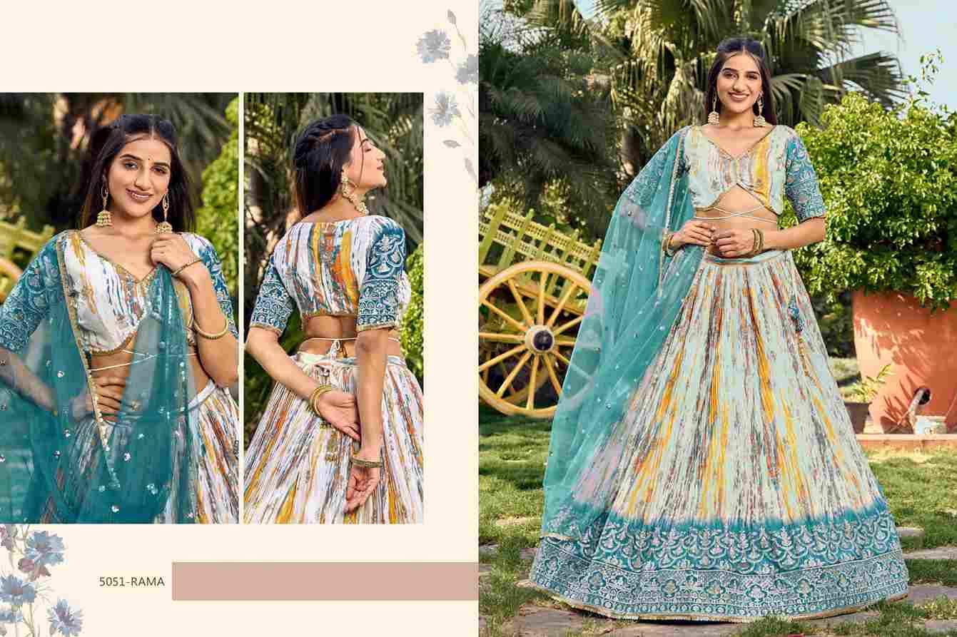Lavanya By Zeel Clothing 5051-A To 5051-D Series Festive Wear Collection Beautiful Stylish Colorful Fancy Party Wear & Occasional Wear Chinnon Lehengas At Wholesale Price