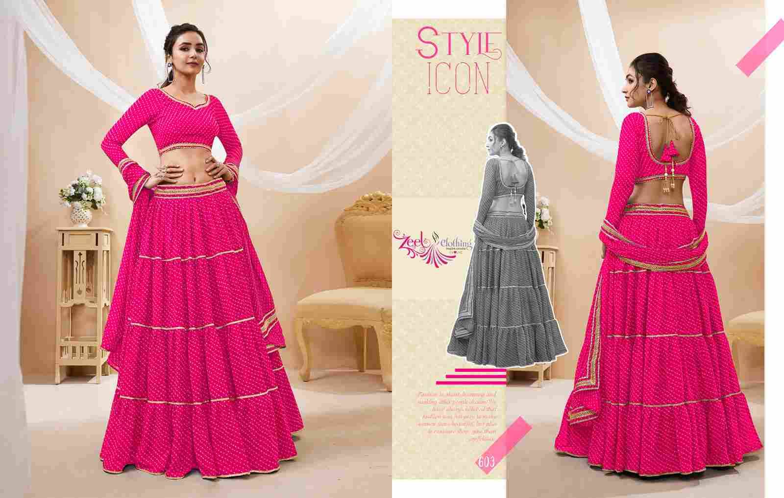 Lavish Vol-1 By Zeel Clothing 601 To 605 Series Festive Wear Collection Beautiful Stylish Colorful Fancy Party Wear & Occasional Wear Georgette Lehengas At Wholesale Price