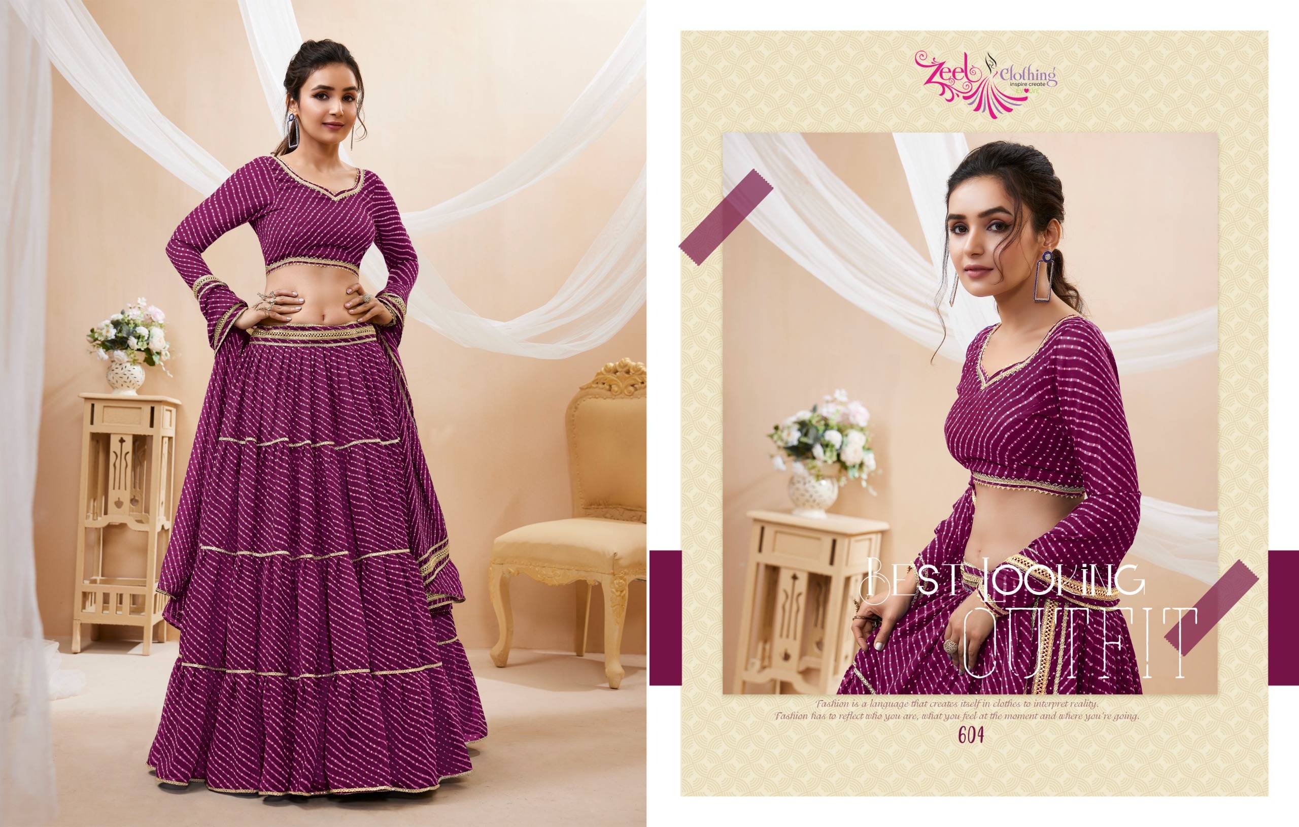 Lavish Vol-1 By Zeel Clothing 601 To 605 Series Festive Wear Collection Beautiful Stylish Colorful Fancy Party Wear & Occasional Wear Georgette Lehengas At Wholesale Price