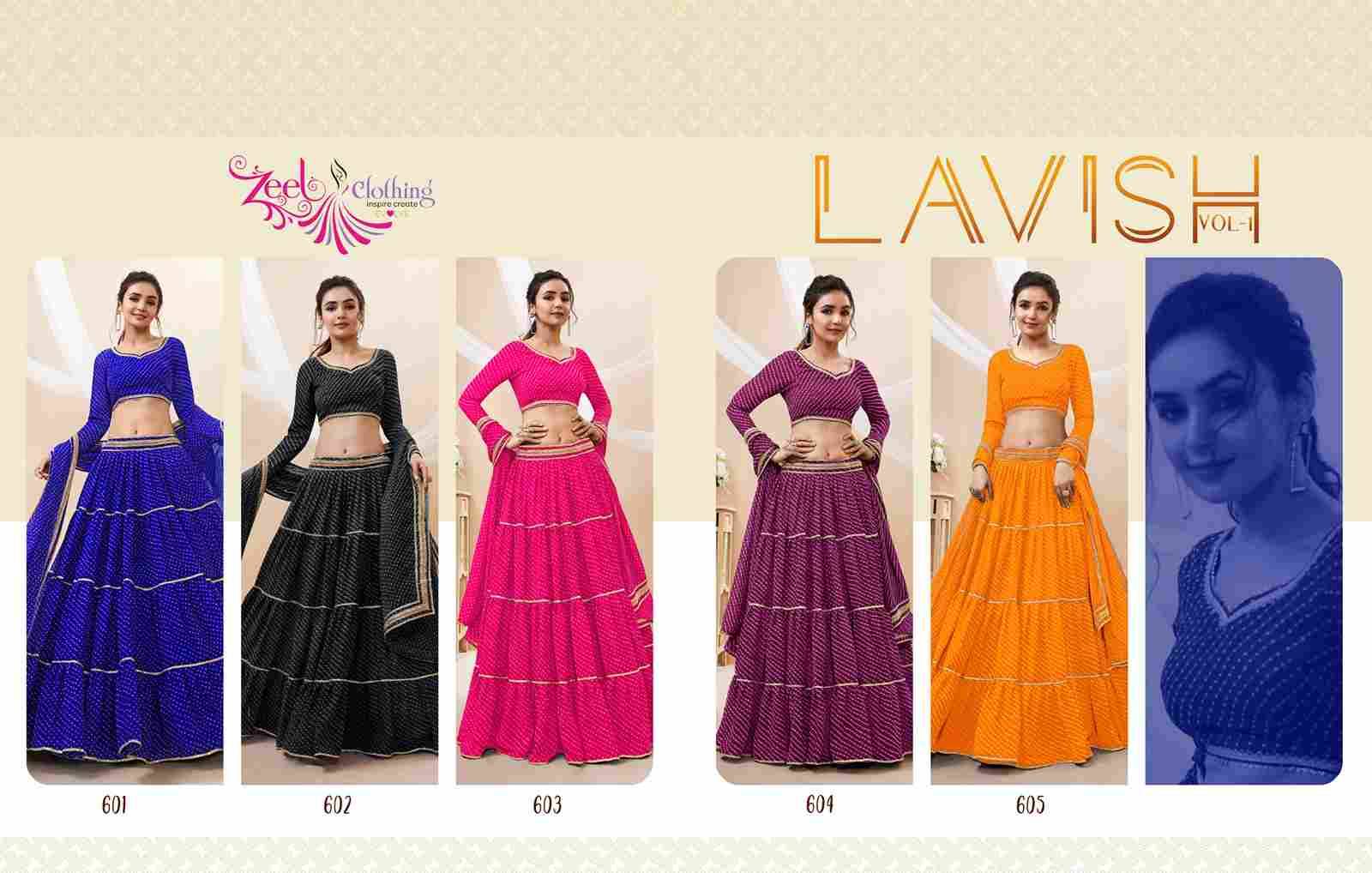 Lavish Vol-1 By Zeel Clothing 601 To 605 Series Festive Wear Collection Beautiful Stylish Colorful Fancy Party Wear & Occasional Wear Georgette Lehengas At Wholesale Price