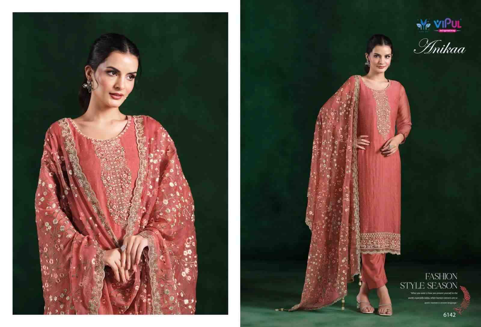 Anikaa By Vipul Fashion 6141 To 6146 Series Designer Festive Suits Beautiful Fancy Stylish Colorful Party Wear & Occasional Wear Crinkle Chiffon With Embroidery Dresses At Wholesale Price