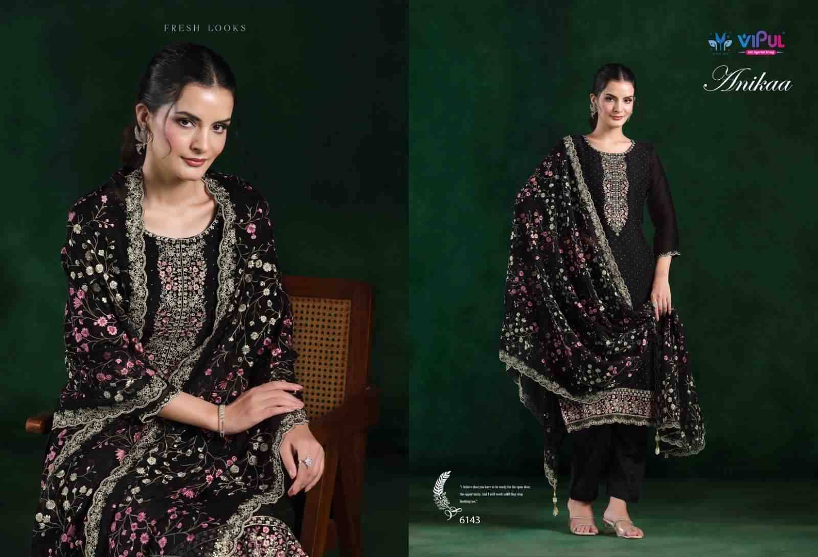 Anikaa By Vipul Fashion 6141 To 6146 Series Designer Festive Suits Beautiful Fancy Stylish Colorful Party Wear & Occasional Wear Crinkle Chiffon With Embroidery Dresses At Wholesale Price