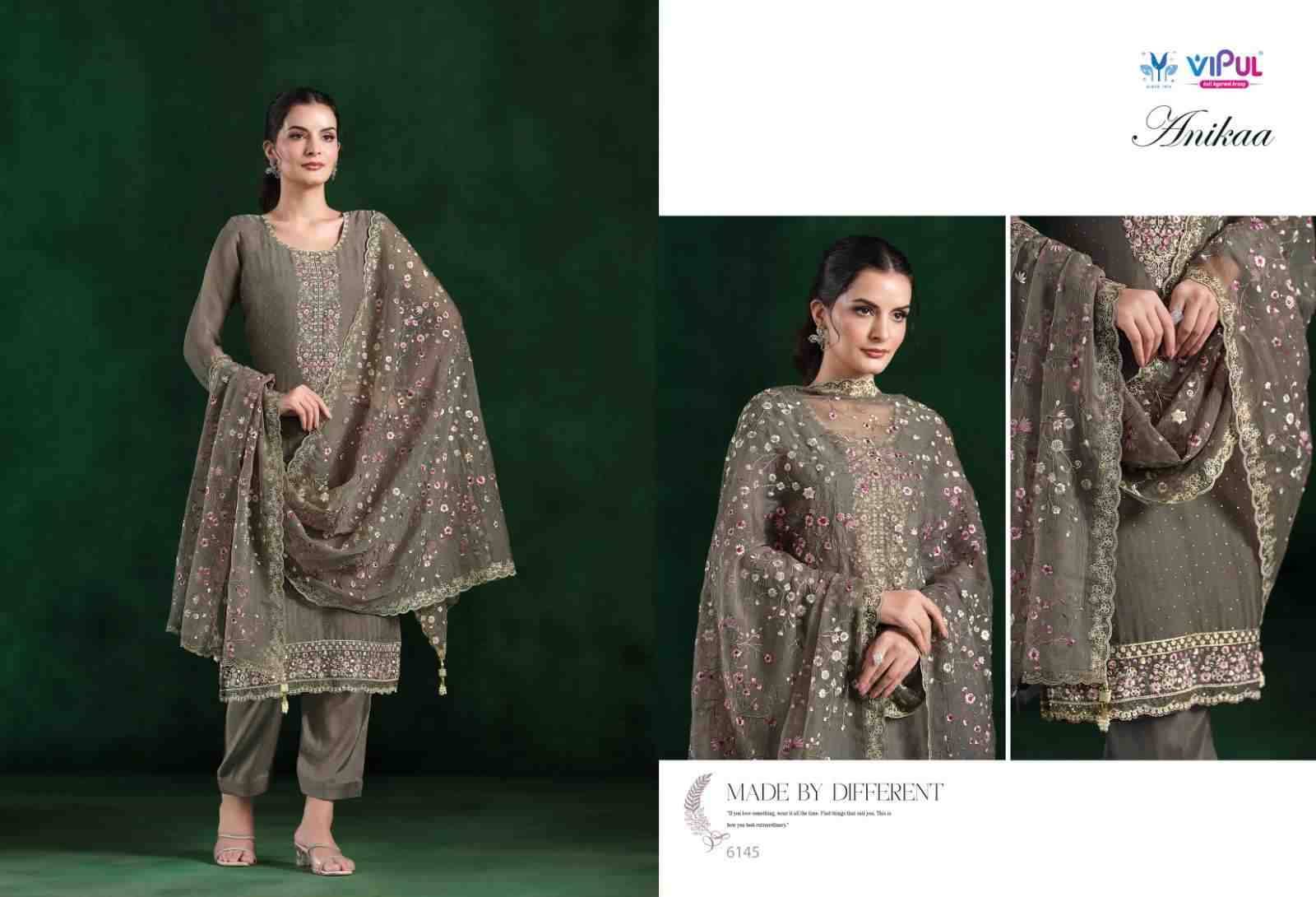 Anikaa By Vipul Fashion 6141 To 6146 Series Designer Festive Suits Beautiful Fancy Stylish Colorful Party Wear & Occasional Wear Crinkle Chiffon With Embroidery Dresses At Wholesale Price