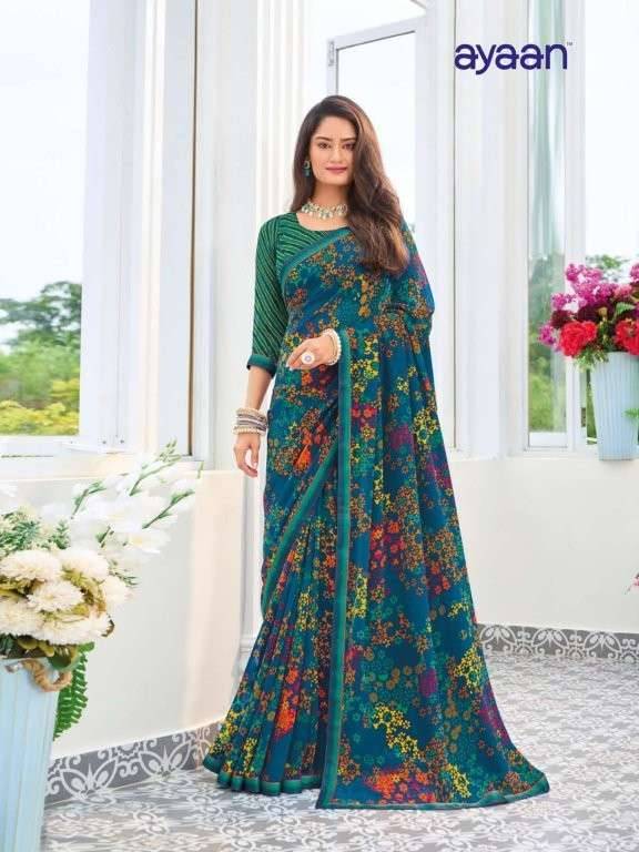 Maruti By Ayaan 01 To 17 Series Indian Traditional Wear Collection Beautiful Stylish Fancy Colorful Party Wear & Occasional Wear Georgette Sarees At Wholesale Price