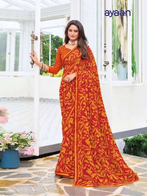 Maruti By Ayaan 01 To 17 Series Indian Traditional Wear Collection Beautiful Stylish Fancy Colorful Party Wear & Occasional Wear Georgette Sarees At Wholesale Price