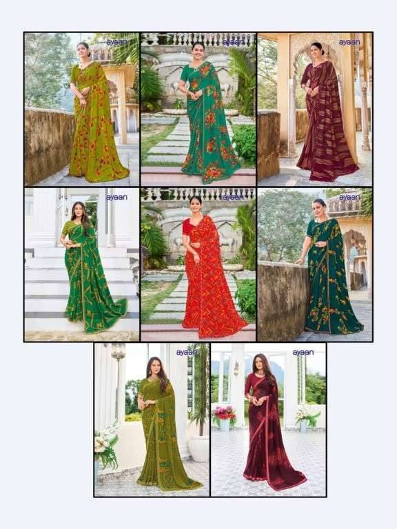 Maruti By Ayaan 01 To 17 Series Indian Traditional Wear Collection Beautiful Stylish Fancy Colorful Party Wear & Occasional Wear Georgette Sarees At Wholesale Price