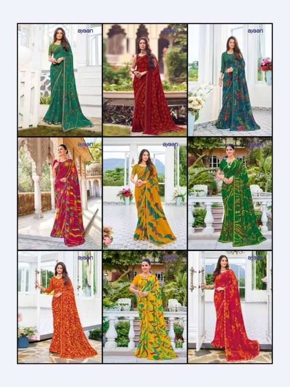 Maruti By Ayaan 01 To 17 Series Indian Traditional Wear Collection Beautiful Stylish Fancy Colorful Party Wear & Occasional Wear Georgette Sarees At Wholesale Price