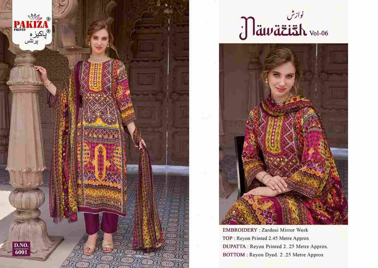 Nawazish Vol-06 By Pakiza Prints 6001 To 6004 Series Beautiful Festive Suits Stylish Fancy Colorful Party Wear & Occasional Wear Rayon Print Dresses At Wholesale Price