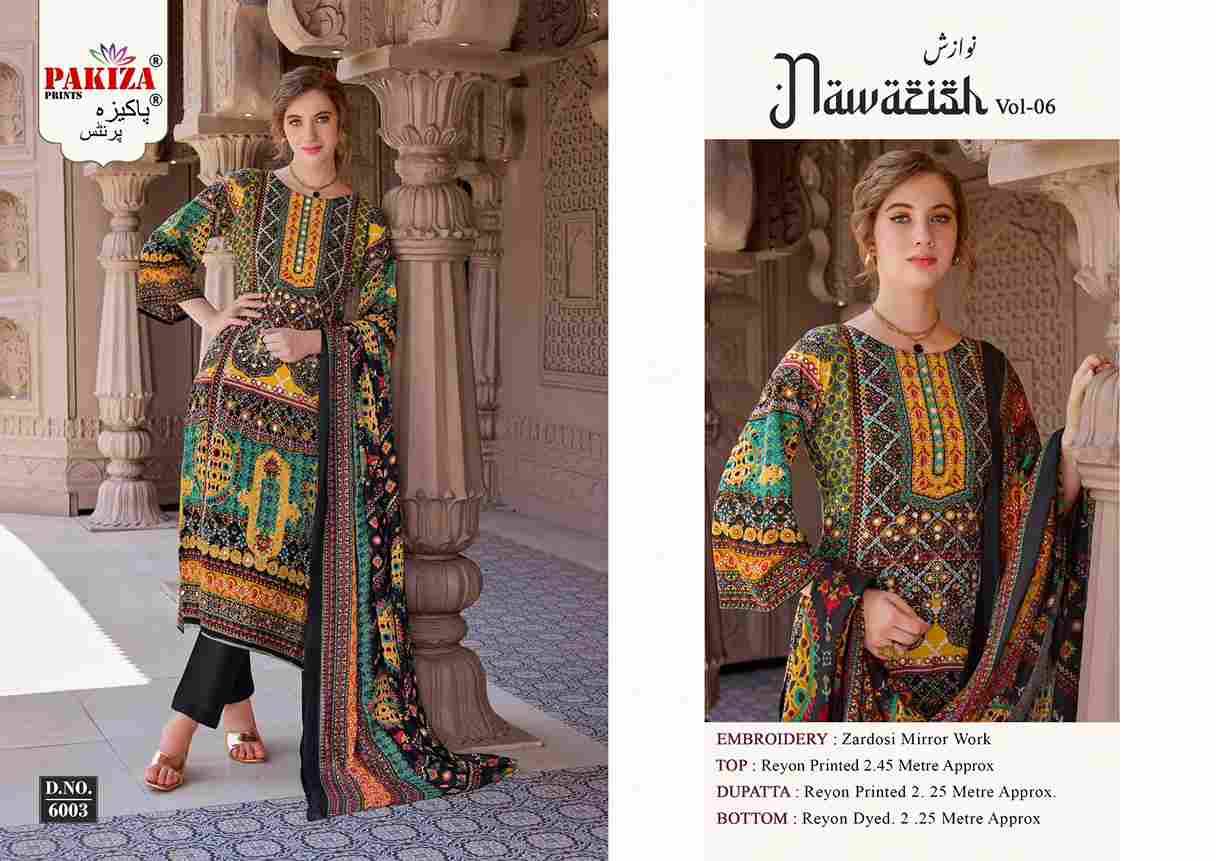 Nawazish Vol-06 By Pakiza Prints 6001 To 6004 Series Beautiful Festive Suits Stylish Fancy Colorful Party Wear & Occasional Wear Rayon Print Dresses At Wholesale Price