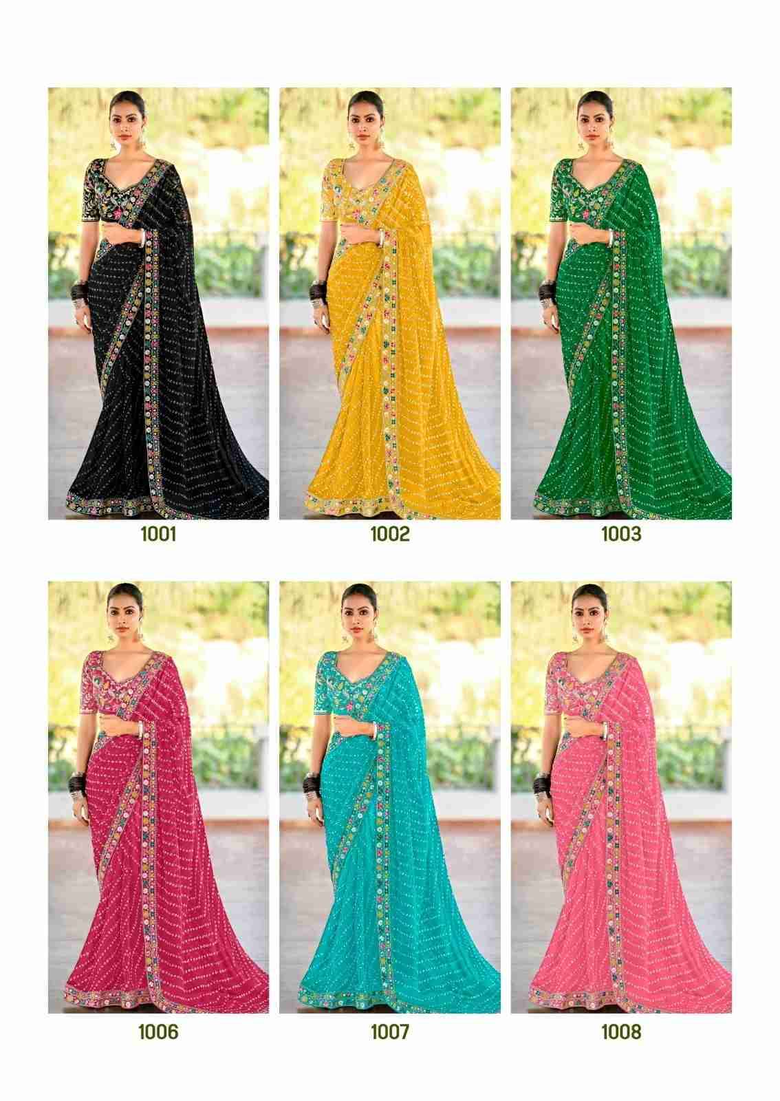 Lisha By Stavan 1001 To 1010 Series Indian Traditional Wear Collection Beautiful Stylish Fancy Colorful Party Wear & Occasional Wear Heavy Georgette Sarees At Wholesale Price