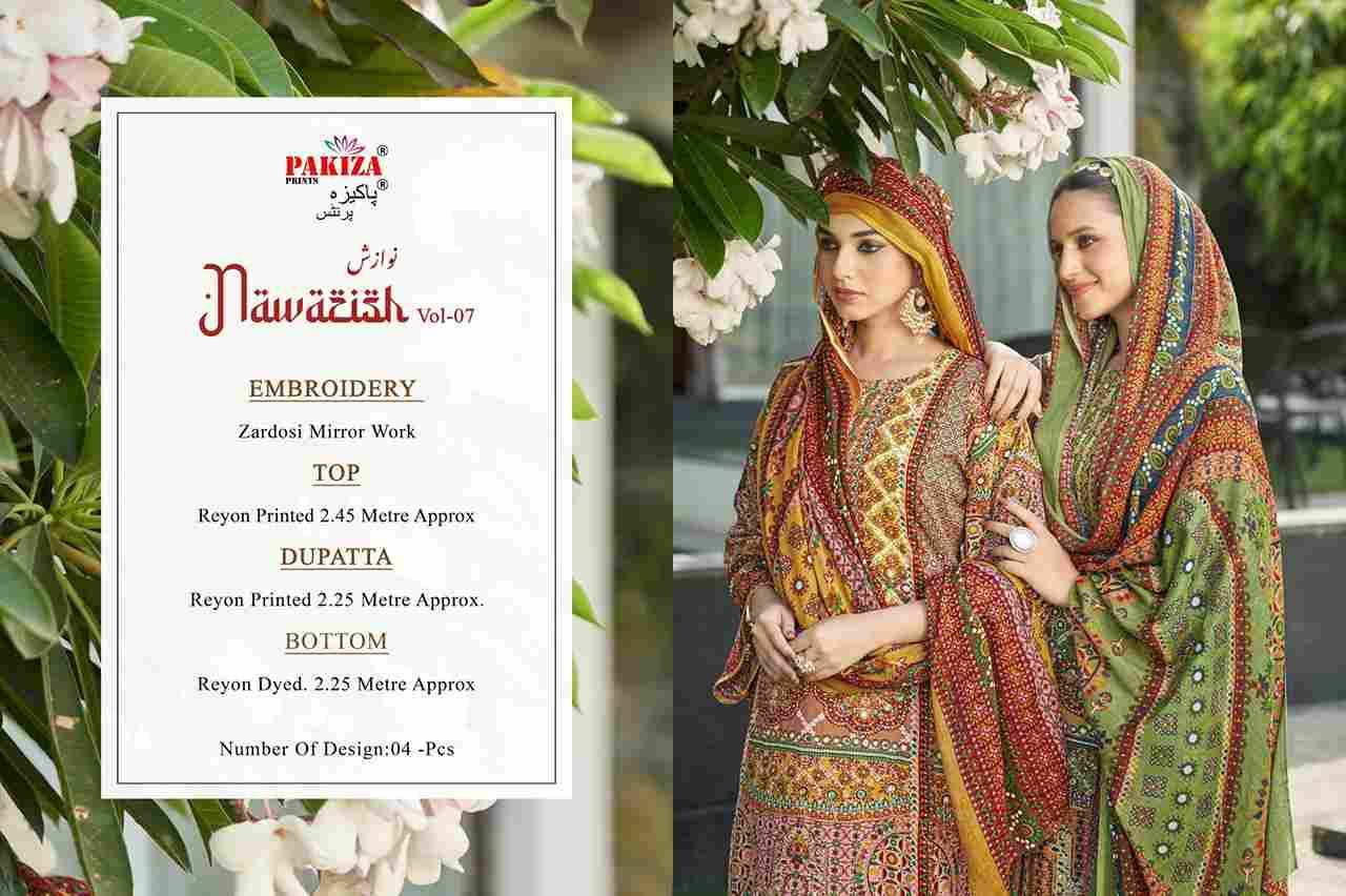 Nawazish Vol-07 By Pakiza Prints 7001 To 7004 Series Beautiful Festive Suits Stylish Fancy Colorful Party Wear & Occasional Wear Rayon Print Dresses At Wholesale Price