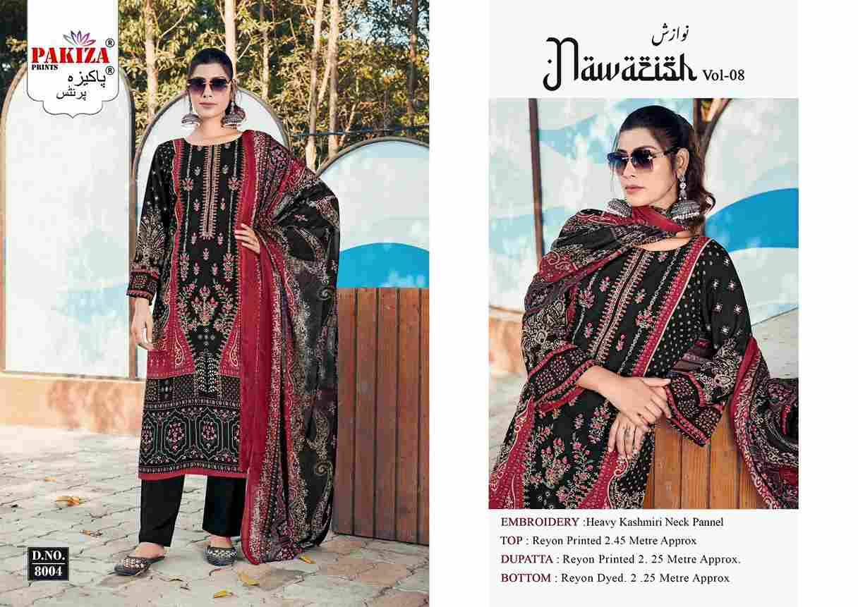 Nawazish Vol-08 By Pakiza Prints 8001 To 8004 Series Beautiful Festive Suits Stylish Fancy Colorful Party Wear & Occasional Wear Rayon Print Dresses At Wholesale Price