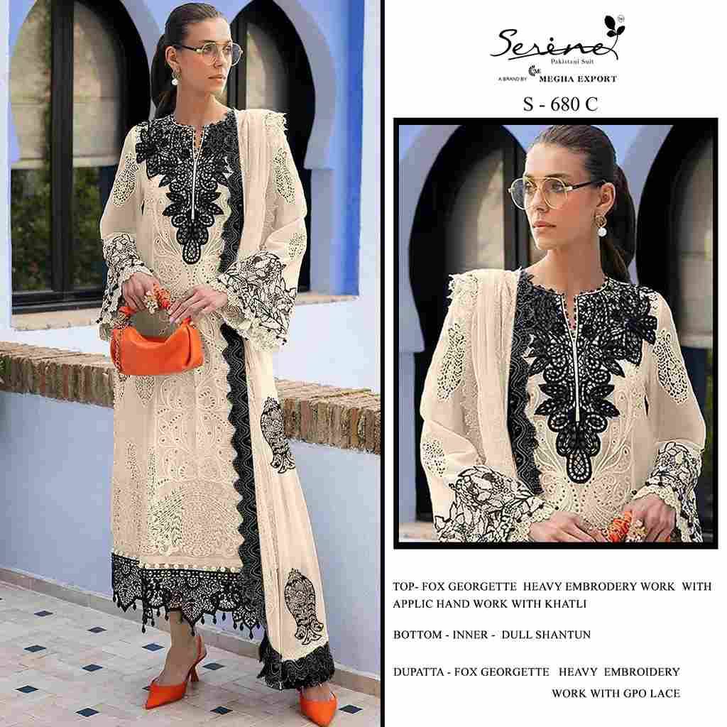 Serene Hit Design S-680 Colours By Serene S-680-A To S-680-D Series Designer Pakistani Suits Beautiful Fancy Colorful Stylish Party Wear & Occasional Wear Faux Georgette Embroidered Dresses At Wholesale Price