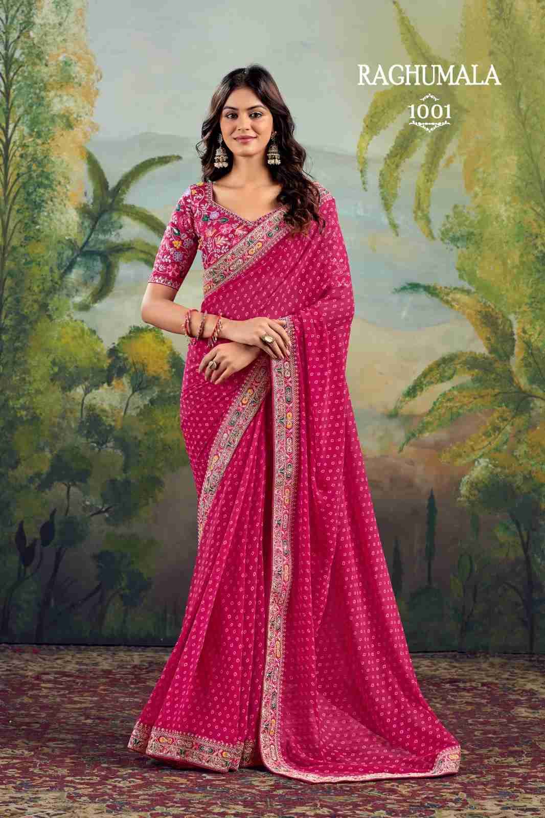 Raghumala By Stavan 1001 To 1010 Series Indian Traditional Wear Collection Beautiful Stylish Fancy Colorful Party Wear & Occasional Wear Heavy Georgette Sarees At Wholesale Price