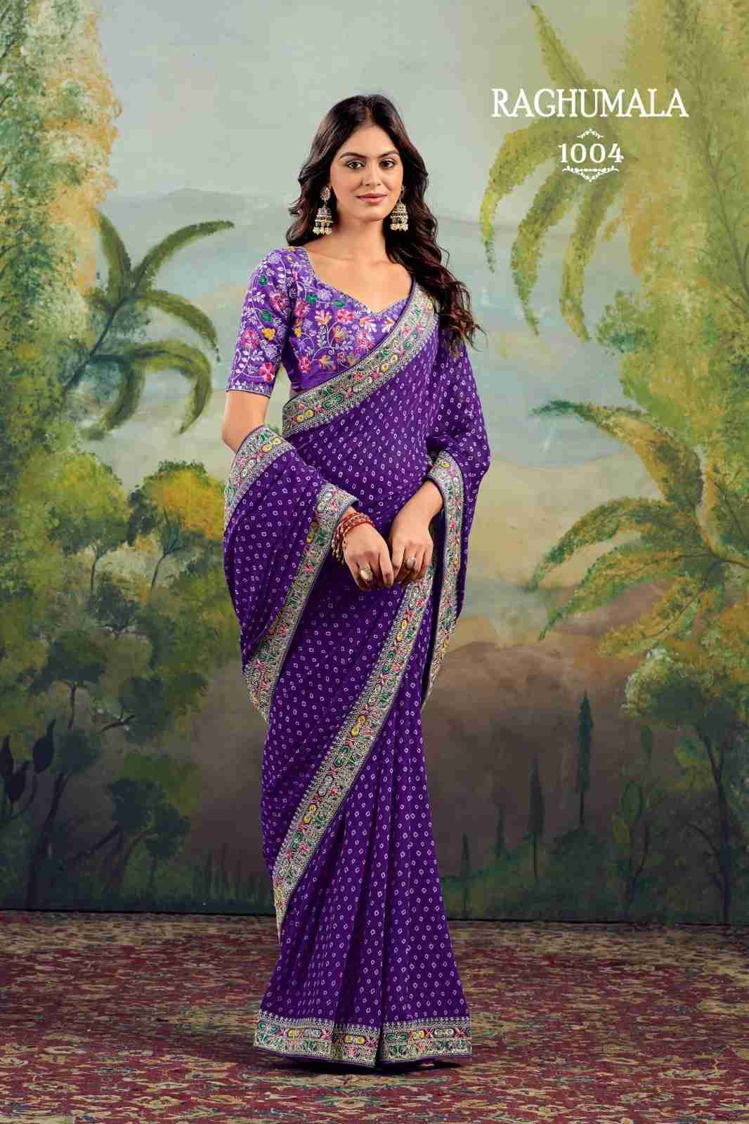 Raghumala By Stavan 1001 To 1010 Series Indian Traditional Wear Collection Beautiful Stylish Fancy Colorful Party Wear & Occasional Wear Heavy Georgette Sarees At Wholesale Price