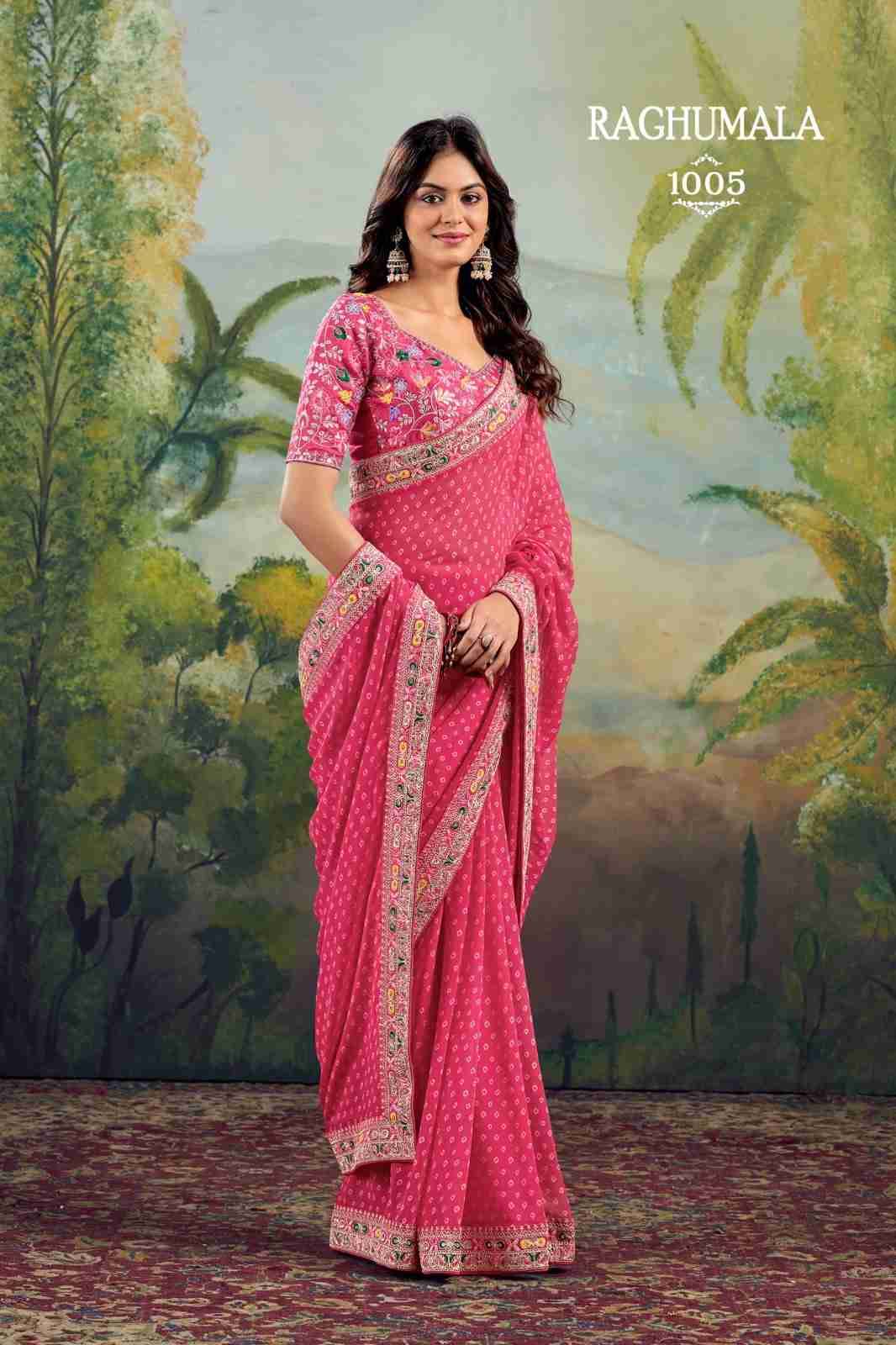 Raghumala By Stavan 1001 To 1010 Series Indian Traditional Wear Collection Beautiful Stylish Fancy Colorful Party Wear & Occasional Wear Heavy Georgette Sarees At Wholesale Price