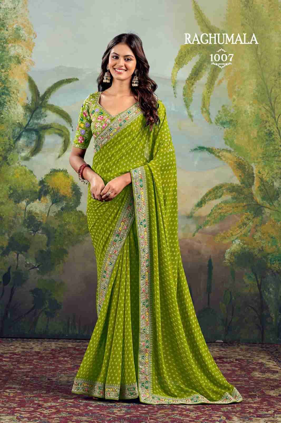 Raghumala By Stavan 1001 To 1010 Series Indian Traditional Wear Collection Beautiful Stylish Fancy Colorful Party Wear & Occasional Wear Heavy Georgette Sarees At Wholesale Price