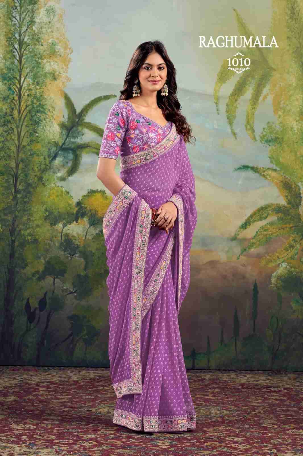 Raghumala By Stavan 1001 To 1010 Series Indian Traditional Wear Collection Beautiful Stylish Fancy Colorful Party Wear & Occasional Wear Heavy Georgette Sarees At Wholesale Price