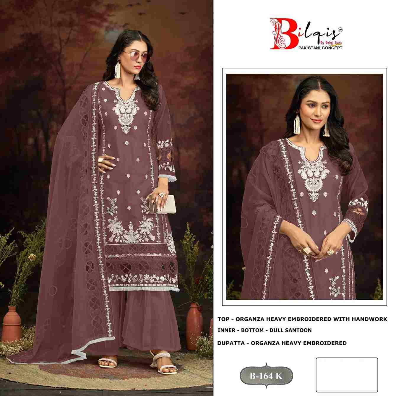 Bilqis 164 Colours Vol-4 By Bilqis 164-K To 164-N Series Beautiful Pakistani Suits Stylish Fancy Colorful Party Wear & Occasional Wear Organza Embroidery Dresses At Wholesale Price