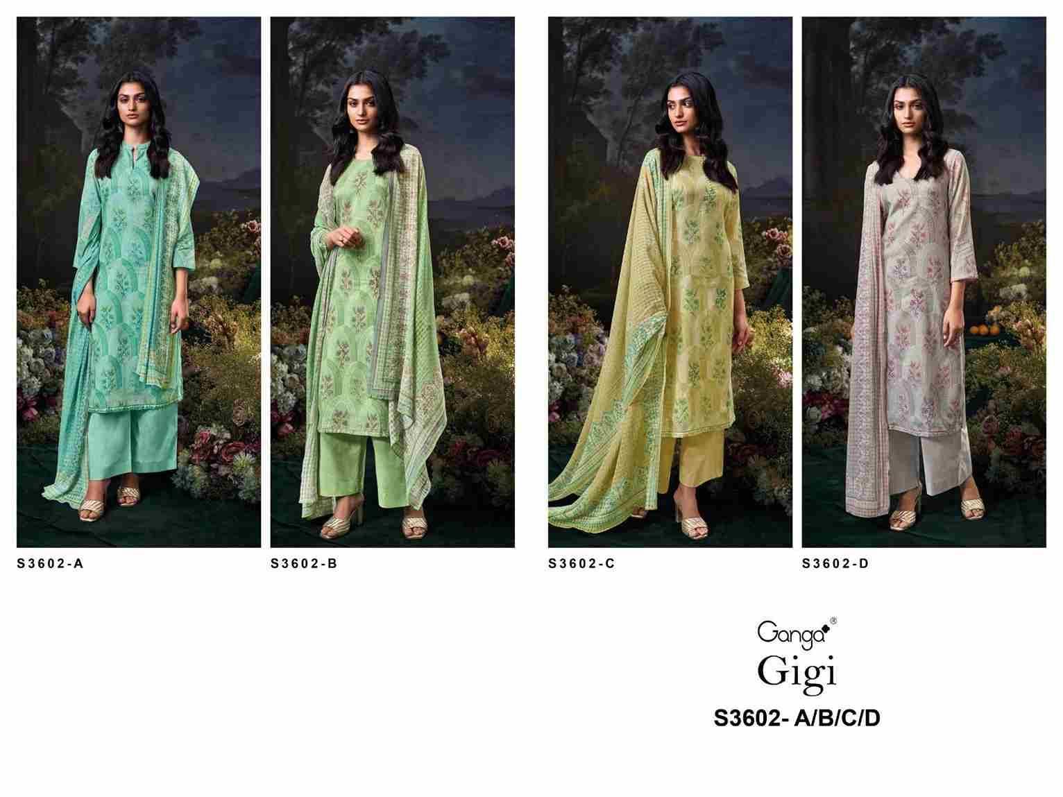 Gigi-3602 By Ganga Fashion 3602-A To 3602-D Series Beautiful Festive Suits Colorful Stylish Fancy Casual Wear & Ethnic Wear Cotton Dresses At Wholesale Price