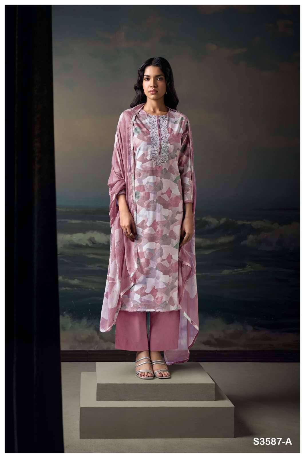 Aarvika-3587 By Ganga Fashion 3587-A To 3587-D Series Beautiful Festive Suits Colorful Stylish Fancy Casual Wear & Ethnic Wear Cotton Dresses At Wholesale Price