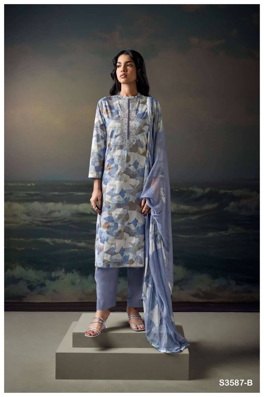 Aarvika-3587 By Ganga Fashion 3587-A To 3587-D Series Beautiful Festive Suits Colorful Stylish Fancy Casual Wear & Ethnic Wear Cotton Dresses At Wholesale Price