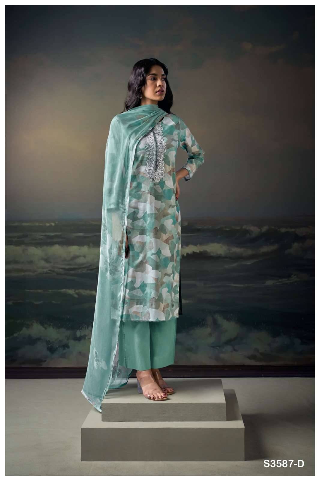 Aarvika-3587 By Ganga Fashion 3587-A To 3587-D Series Beautiful Festive Suits Colorful Stylish Fancy Casual Wear & Ethnic Wear Cotton Dresses At Wholesale Price