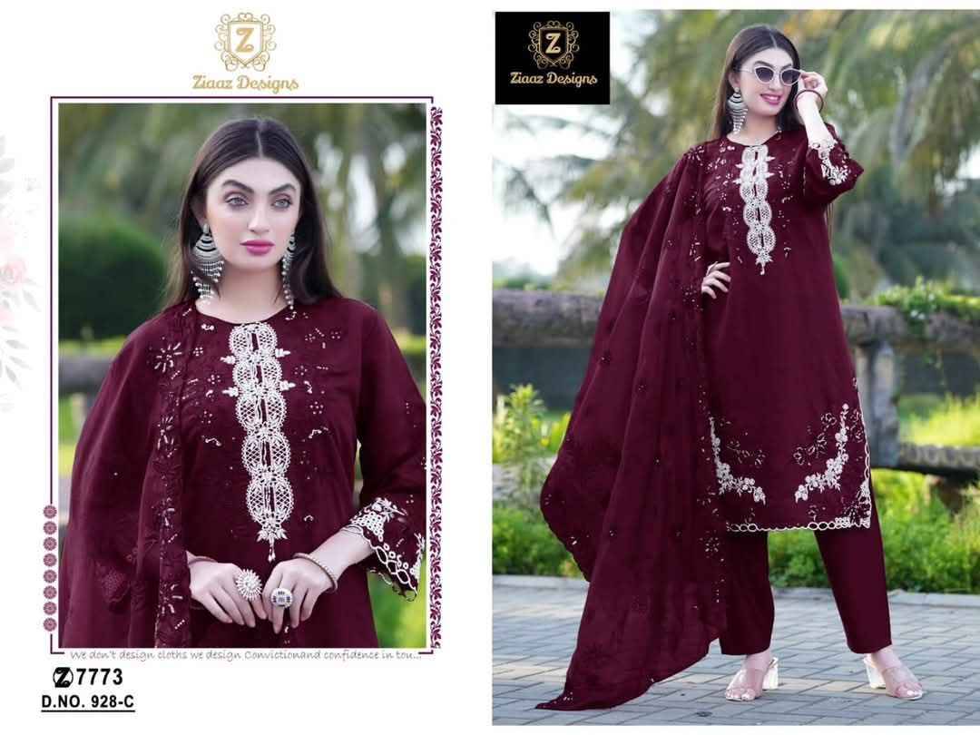 Ziaaz Designs Hit Design 928 Colours By Ziaaz Designs 928-A To 928-D Series Beautiful Pakistani Suits Colorful Stylish Fancy Casual Wear & Ethnic Wear Cotton Embroidered Dresses At Wholesale Price