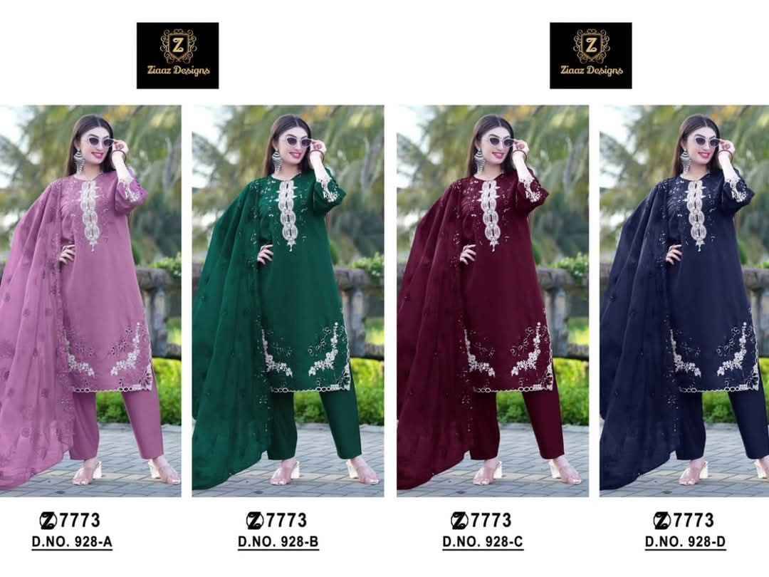 Ziaaz Designs Hit Design 928 Colours By Ziaaz Designs 928-A To 928-D Series Beautiful Pakistani Suits Colorful Stylish Fancy Casual Wear & Ethnic Wear Cotton Embroidered Dresses At Wholesale Price