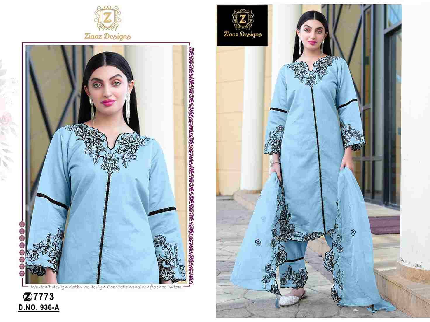 Ziaaz Designs Hit Design 936 Colours By Ziaaz Designs 936-A To 936-D Series Beautiful Pakistani Suits Colorful Stylish Fancy Casual Wear & Ethnic Wear Cotton Silk Embroidered Dresses At Wholesale Price
