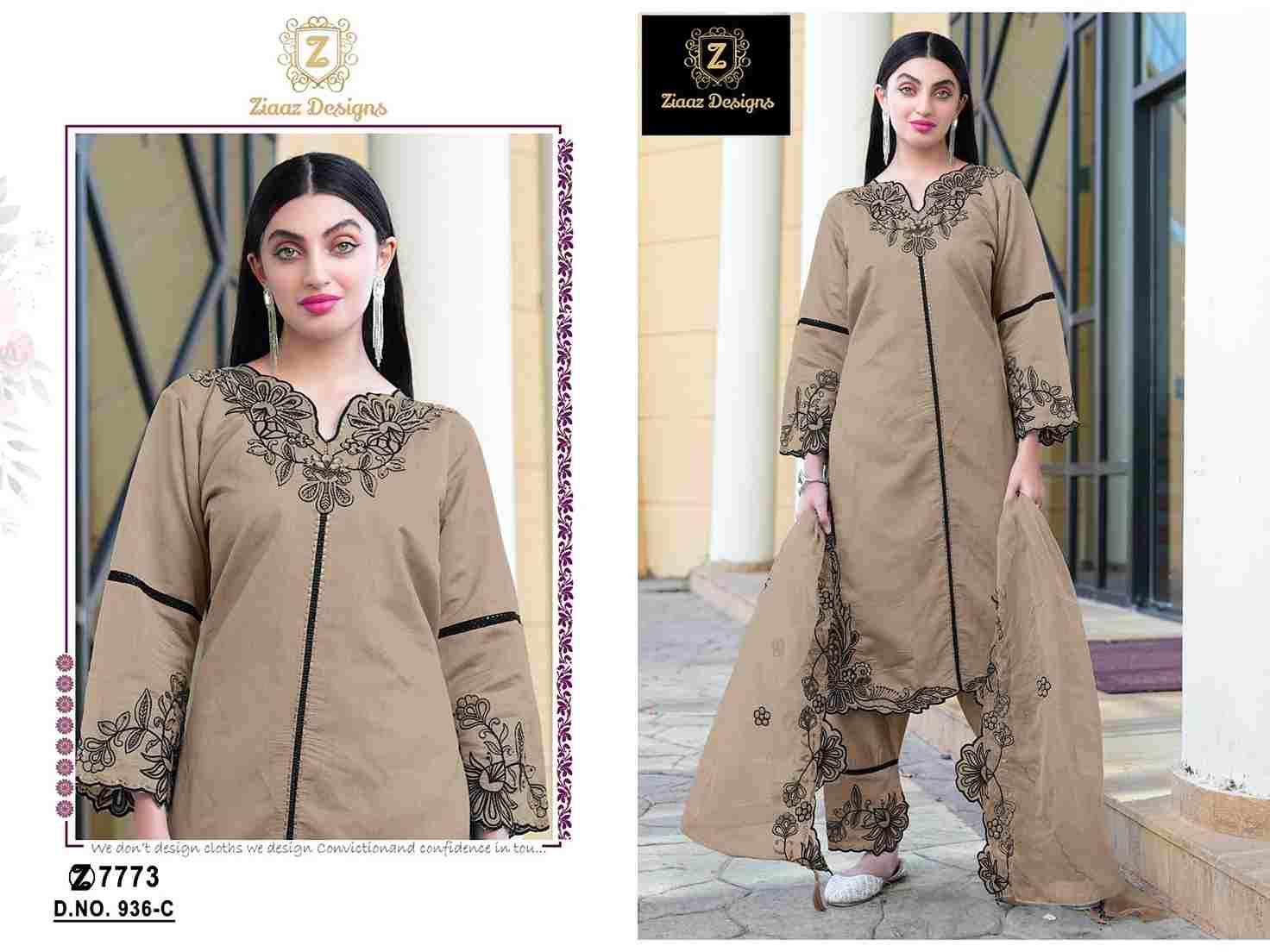 Ziaaz Designs Hit Design 936 Colours By Ziaaz Designs 936-A To 936-D Series Beautiful Pakistani Suits Colorful Stylish Fancy Casual Wear & Ethnic Wear Cotton Silk Embroidered Dresses At Wholesale Price