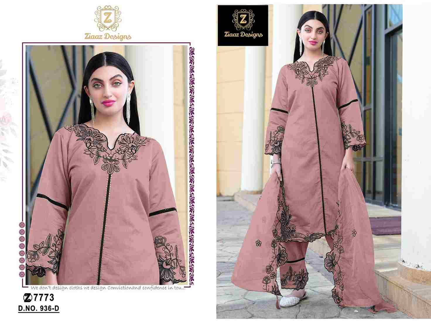 Ziaaz Designs Hit Design 936 Colours By Ziaaz Designs 936-A To 936-D Series Beautiful Pakistani Suits Colorful Stylish Fancy Casual Wear & Ethnic Wear Cotton Silk Embroidered Dresses At Wholesale Price