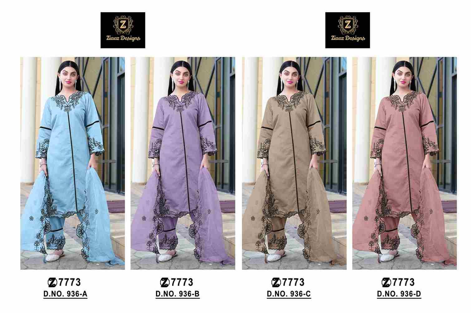 Ziaaz Designs Hit Design 936 Colours By Ziaaz Designs 936-A To 936-D Series Beautiful Pakistani Suits Colorful Stylish Fancy Casual Wear & Ethnic Wear Cotton Silk Embroidered Dresses At Wholesale Price