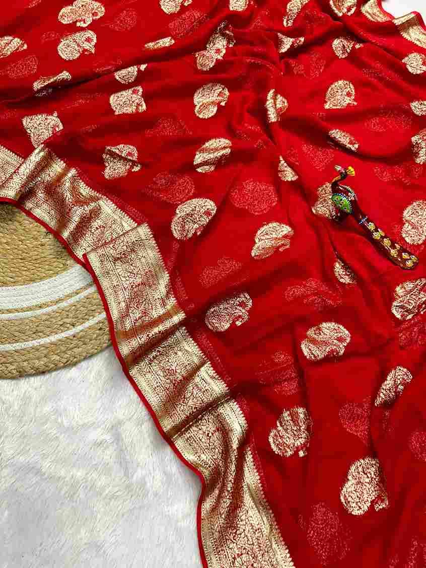 Double Carry By Fashid Wholesale 01 To 04 Series Indian Traditional Wear Collection Beautiful Stylish Fancy Colorful Party Wear & Occasional Wear Viscose Georgette Sarees At Wholesale Price