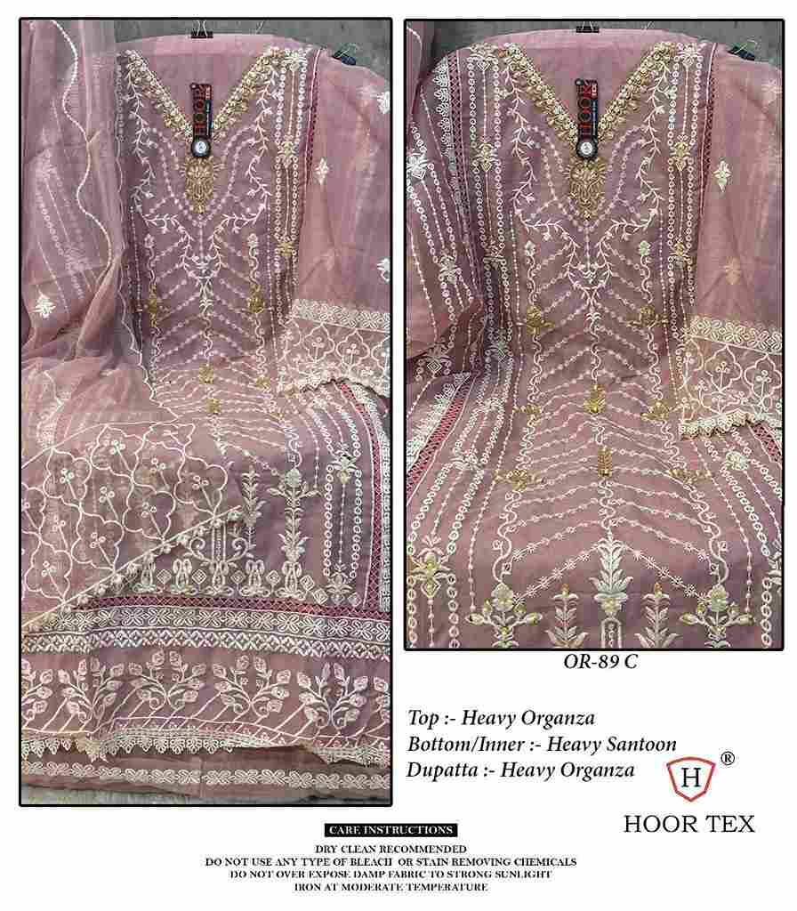 Hoor Tex Hit Design OR-89 Colours By Hoor Tex OR-89-A To OR-89-D Series Beautiful Pakistani Suits Stylish Colorful Fancy Casual Wear & Ethnic Wear Heavy Organza Embroidered Dresses At Wholesale Price