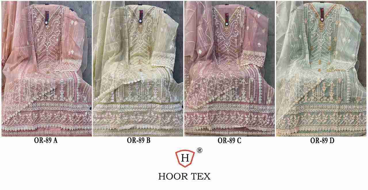 Hoor Tex Hit Design OR-89 Colours By Hoor Tex OR-89-A To OR-89-D Series Beautiful Pakistani Suits Stylish Colorful Fancy Casual Wear & Ethnic Wear Heavy Organza Embroidered Dresses At Wholesale Price