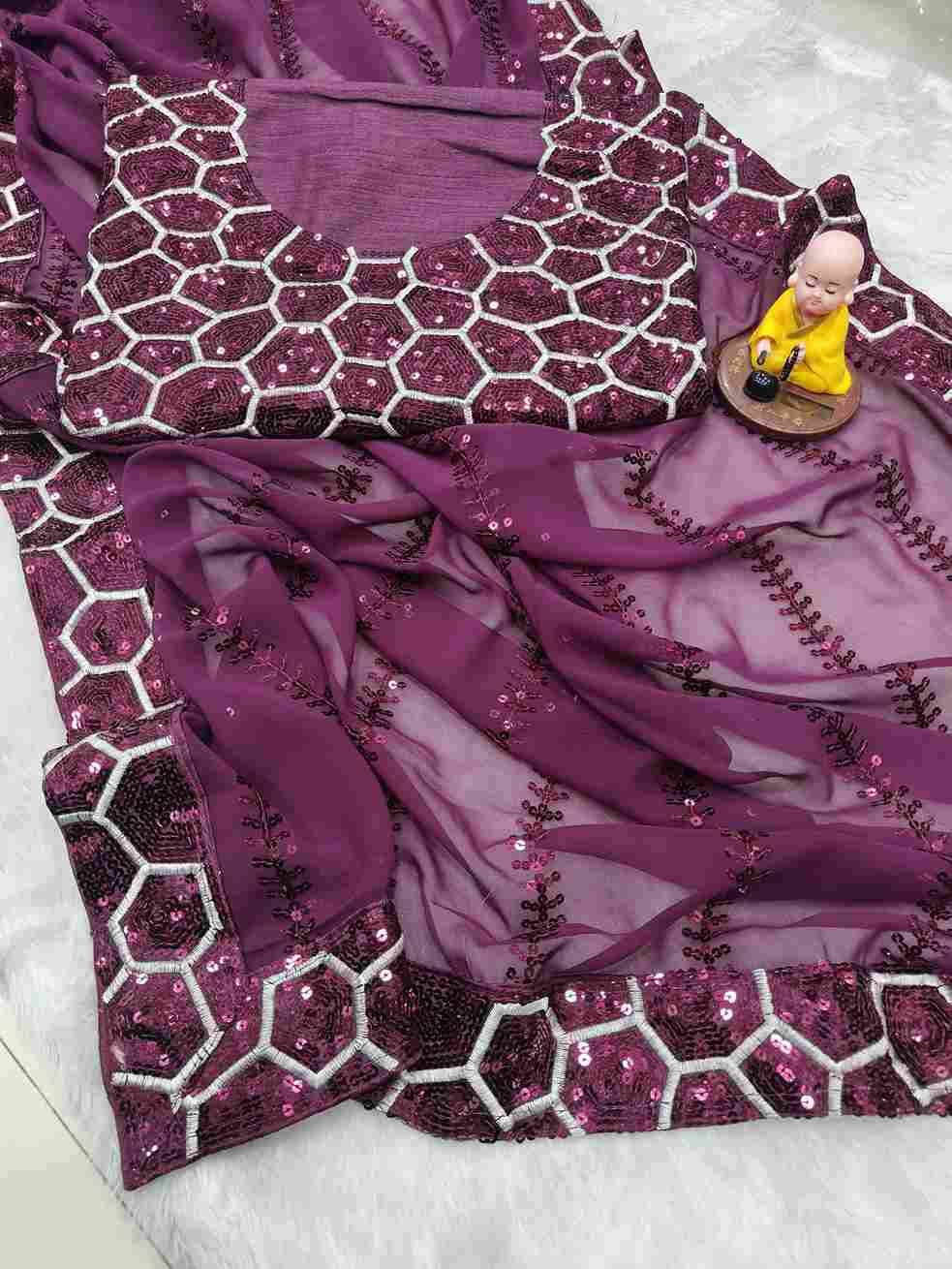 Vs-Navya By Fashid Wholesale 01 To 02 Series Indian Traditional Wear Collection Beautiful Stylish Fancy Colorful Party Wear & Occasional Wear Pure Georgette Sarees At Wholesale Price