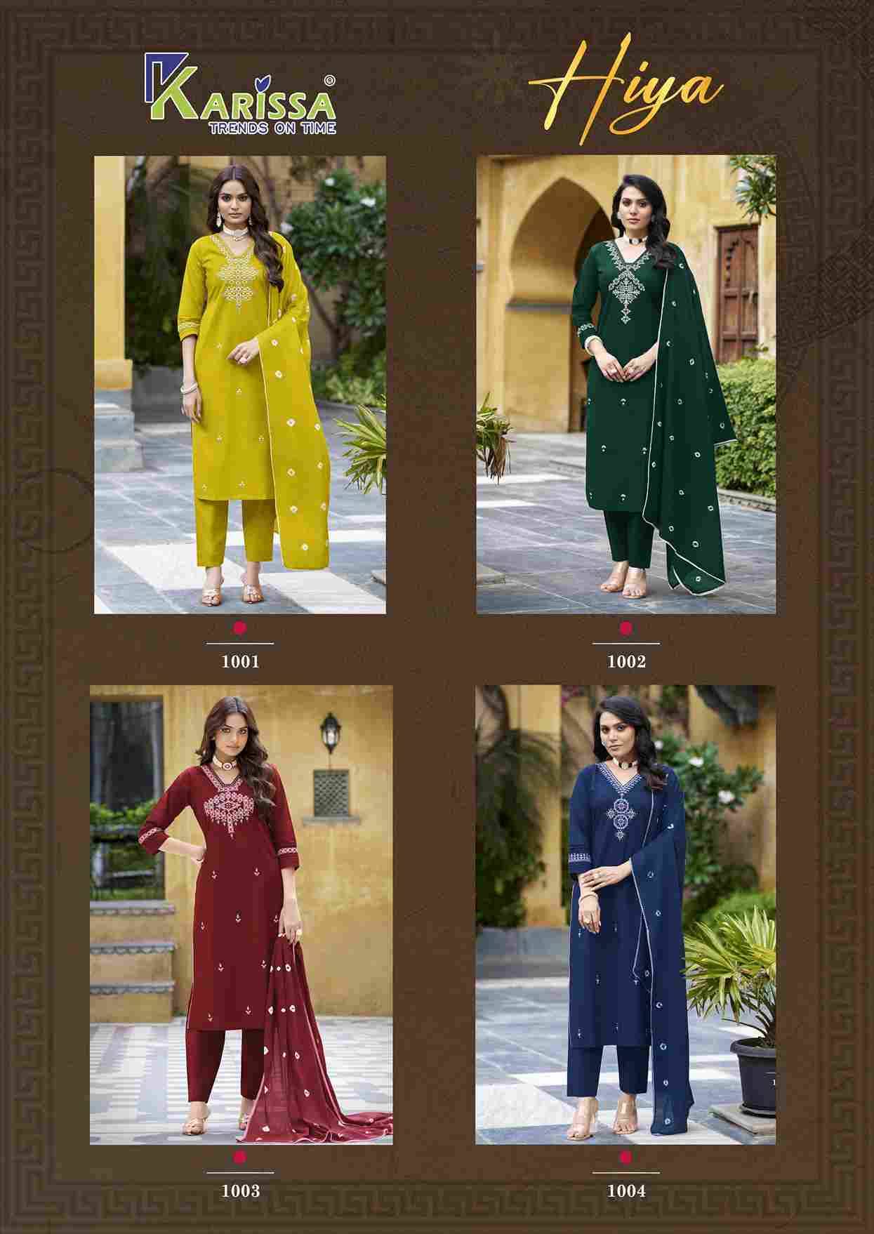 Hiya By Karissa 1001 To 1004 Series Beautiful Festive Suits Colorful Stylish Fancy Casual Wear & Ethnic Wear Pure Cotton Dresses At Wholesale Price