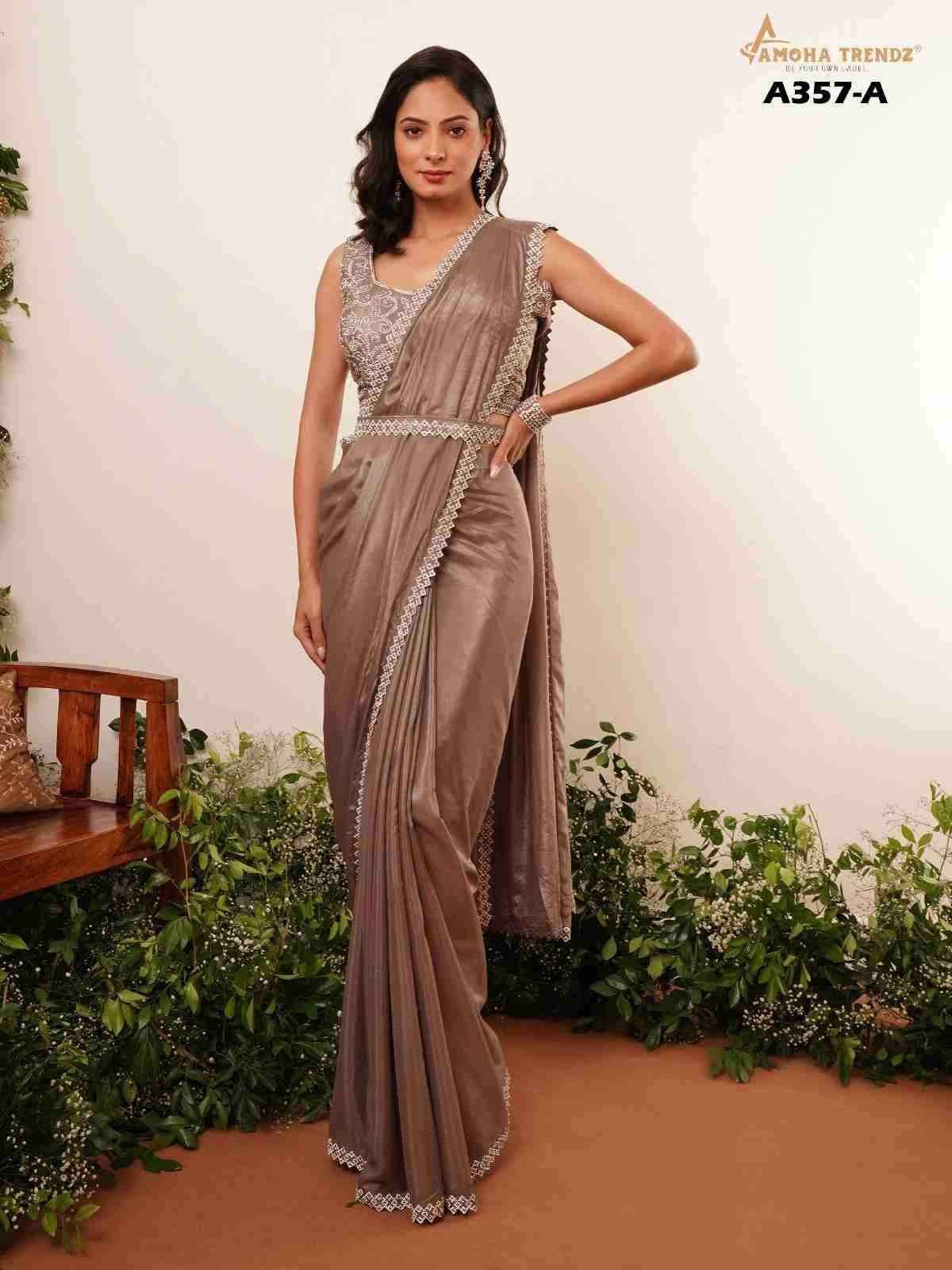 A-357 By Amoha Trendz 357-A To 357-I Series Indian Traditional Wear Collection Beautiful Stylish Fancy Colorful Party Wear & Occasional Wear Fancy Sarees At Wholesale Price