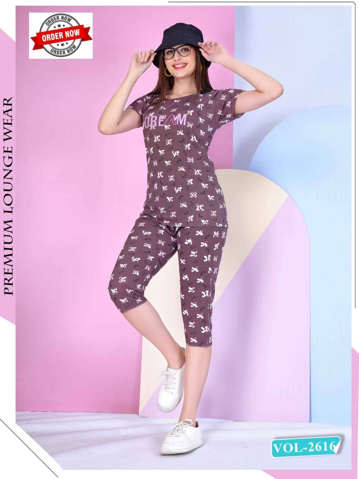 Vol-2616 By Kaamiri 2616-A To 2616-F Series Beautiful Stylish Fancy Colorful Casual Wear & Ethnic Wear Hosiery Cotton Night Suits At Wholesale Price