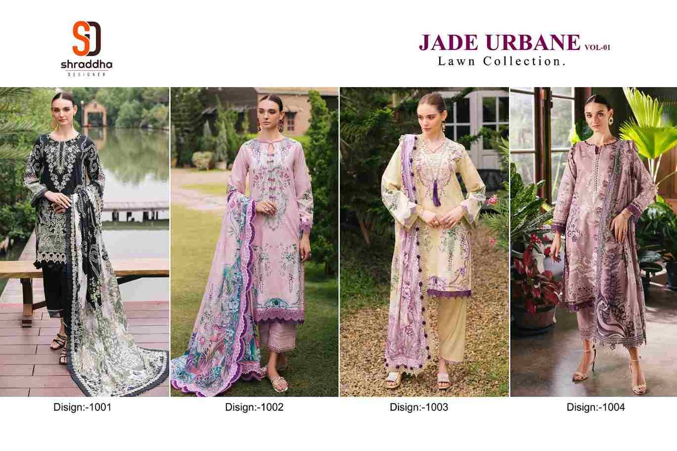 Jade Urbane Vol-1 By Shraddha Designer 1001 To 1004 Series Designer Pakistani Suits Beautiful Stylish Fancy Colorful Party Wear & Occasional Wear Lawn Cotton Print Dresses At Wholesale Price