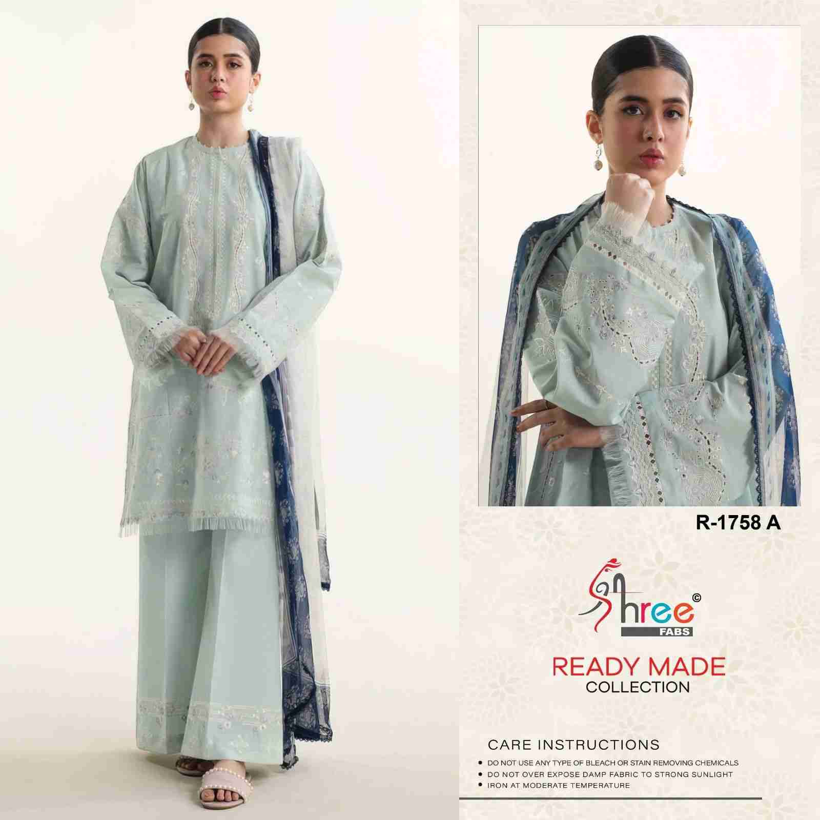Shree Fabs Hit Design R-1758 Colours By Shree Fabs R-1758-A To R-1758-D Series Beautiful Stylish Suits Fancy Colorful Casual Wear & Ethnic Wear & Ready To Wear Cambric Cotton Dresses At Wholesale Price