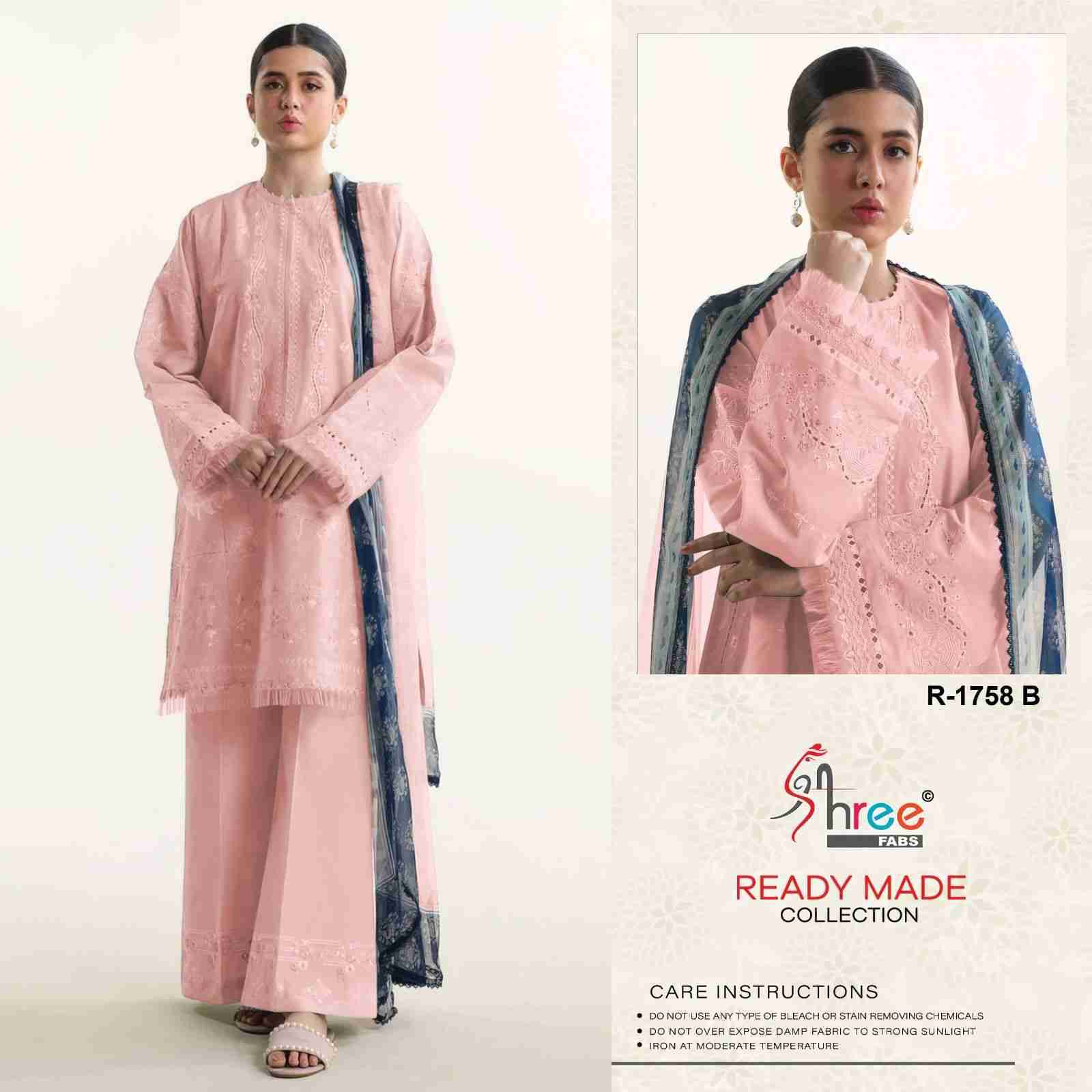Shree Fabs Hit Design R-1758 Colours By Shree Fabs R-1758-A To R-1758-D Series Beautiful Stylish Suits Fancy Colorful Casual Wear & Ethnic Wear & Ready To Wear Cambric Cotton Dresses At Wholesale Price