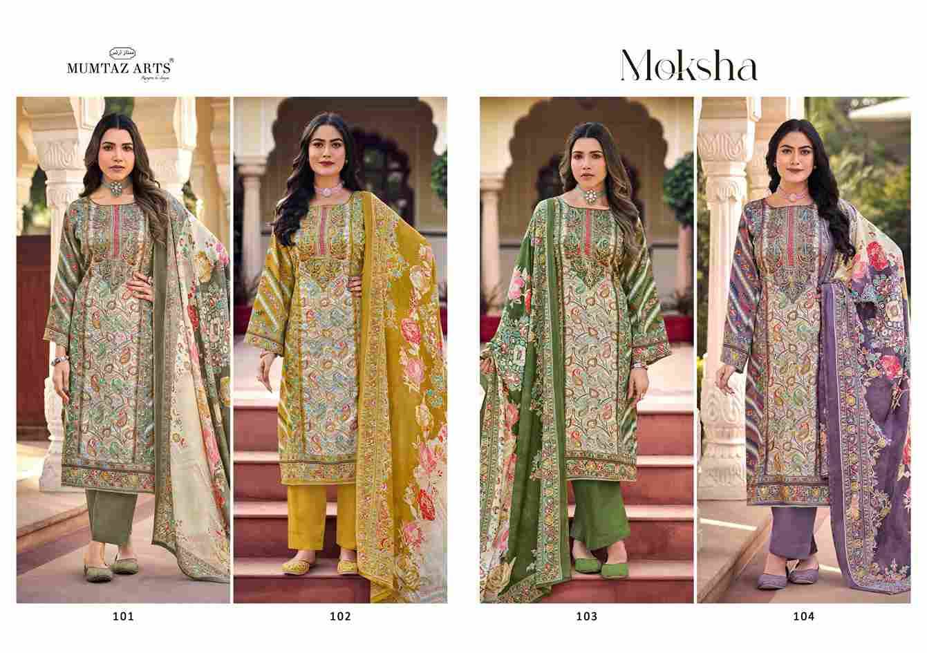 Moksha By Mumtaz Arts 101 To 104 Series Designer Festive Suits Collection Beautiful Stylish Fancy Colorful Party Wear & Occasional Wear Pure Jam Satin Dresses At Wholesale Price