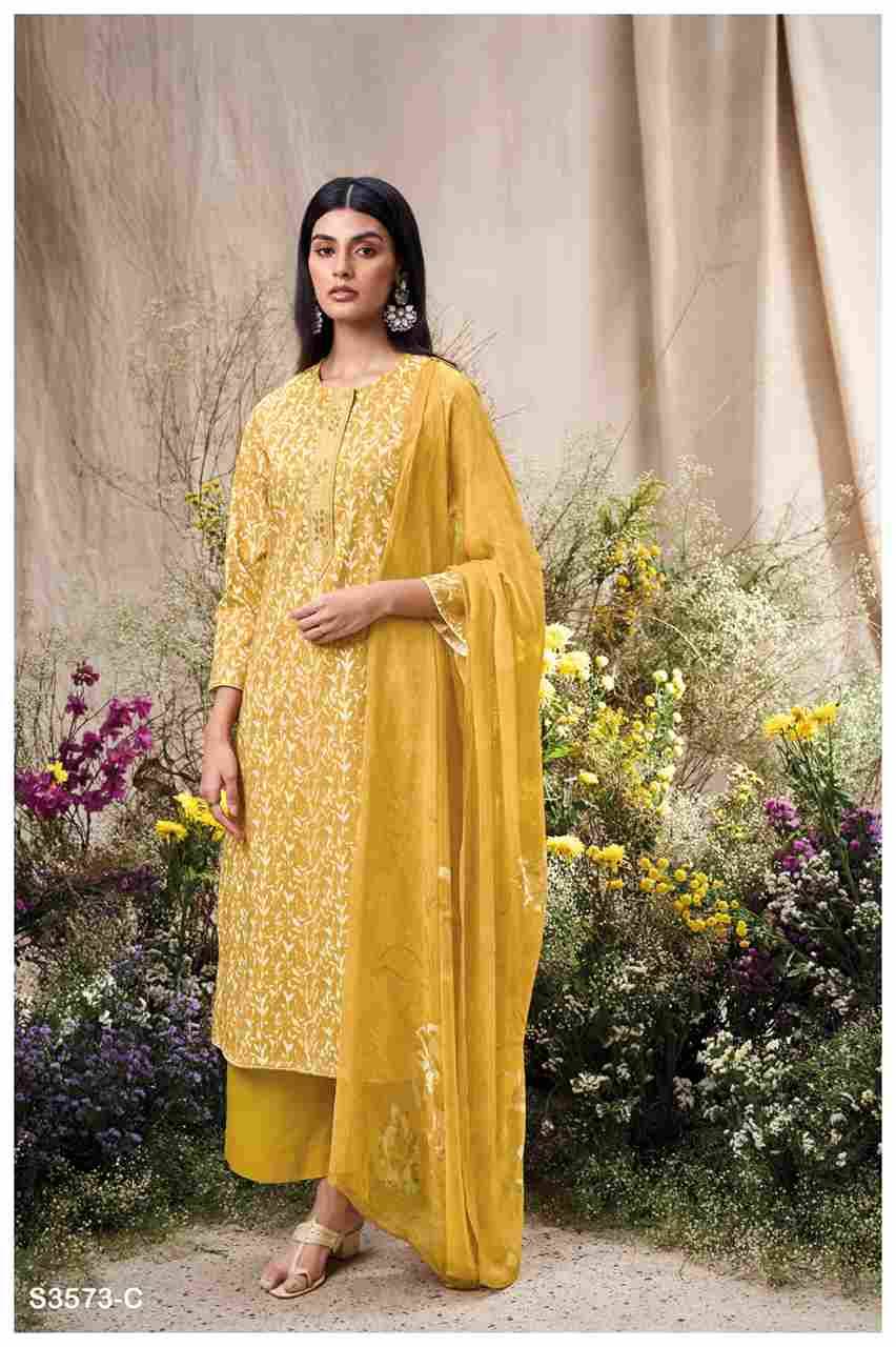 Jonitha-3573 By Ganga Fashion 3573-A To 3573-D Series Beautiful Festive Suits Colorful Stylish Fancy Casual Wear & Ethnic Wear Pure Cotton Dresses At Wholesale Price