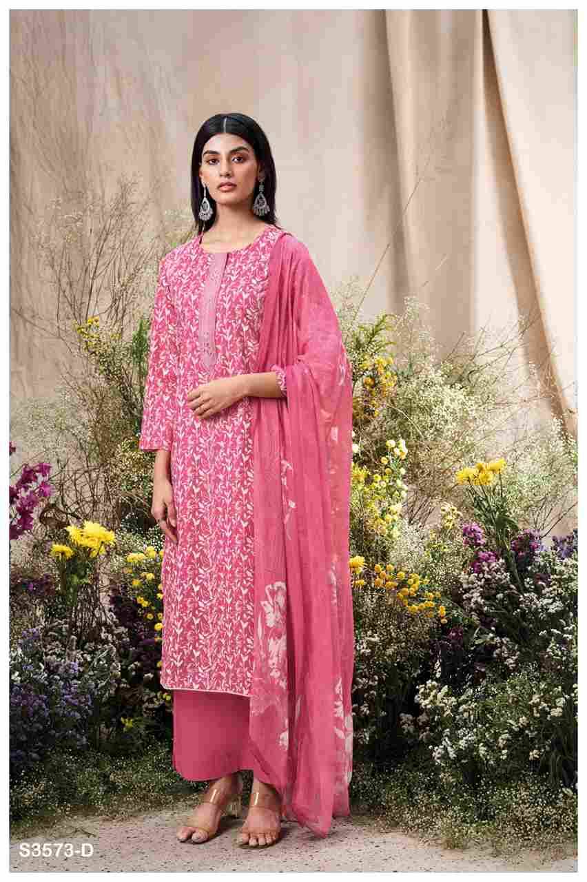 Jonitha-3573 By Ganga Fashion 3573-A To 3573-D Series Beautiful Festive Suits Colorful Stylish Fancy Casual Wear & Ethnic Wear Pure Cotton Dresses At Wholesale Price