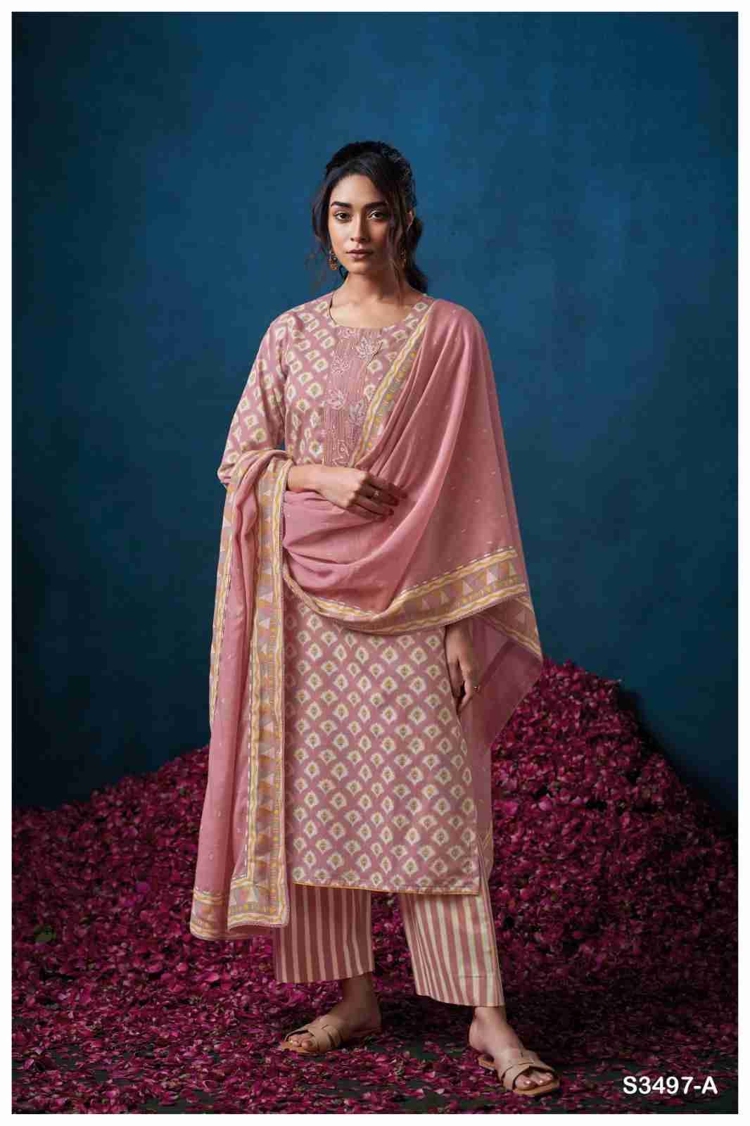 Devin-3497 By Ganga Fashion 3497-A To 3497-D Series Beautiful Festive Suits Colorful Stylish Fancy Casual Wear & Ethnic Wear Pure Cotton Dresses At Wholesale Price
