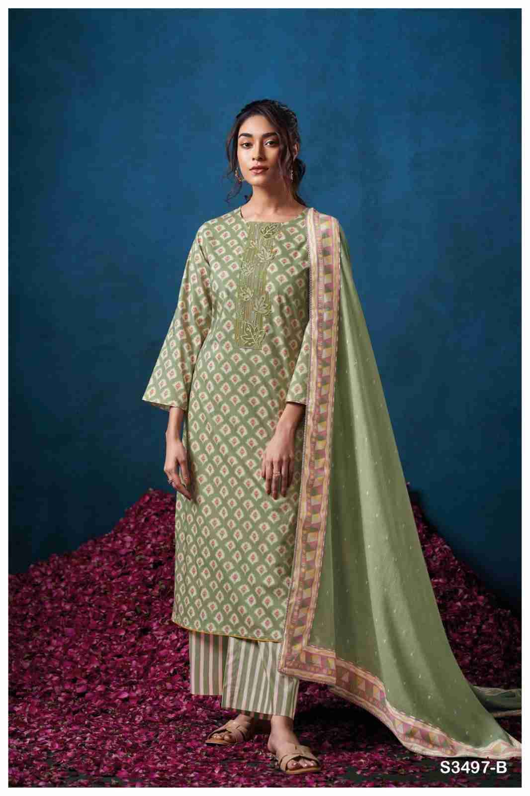 Devin-3497 By Ganga Fashion 3497-A To 3497-D Series Beautiful Festive Suits Colorful Stylish Fancy Casual Wear & Ethnic Wear Pure Cotton Dresses At Wholesale Price